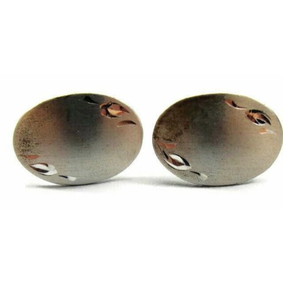 Oval Accent Sterling Silver 925 Vintage Patina Cufflinks - Picture 2 of 9